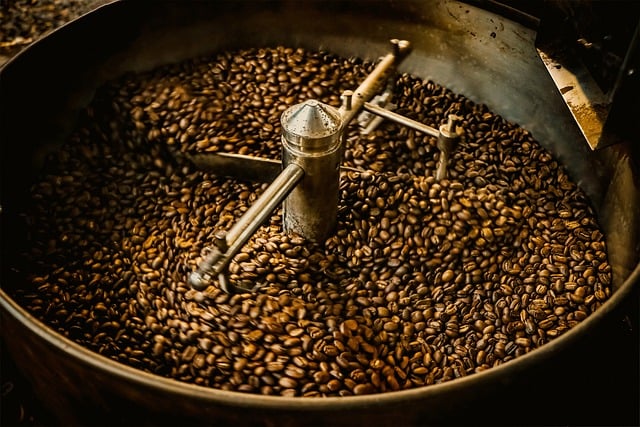 Freshly roasted coffee cooling in the roaster